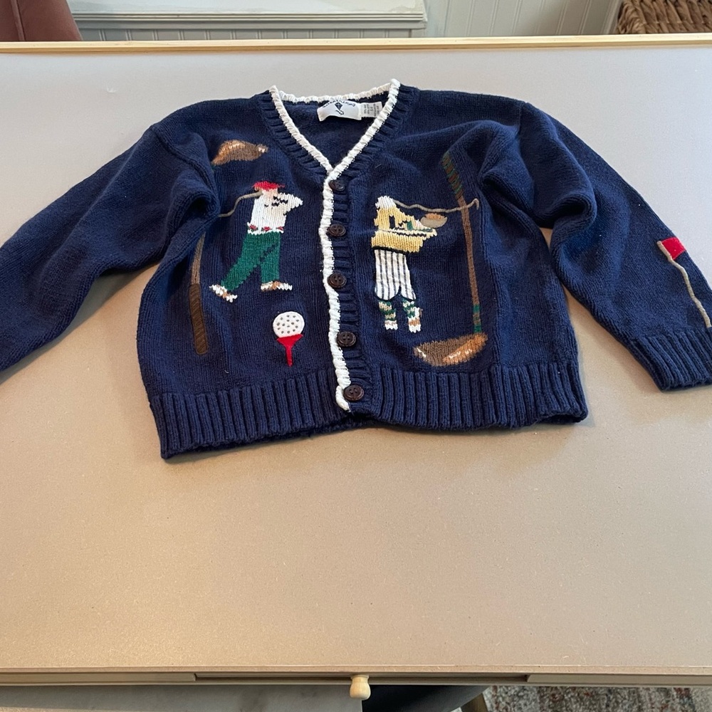 Navy Golf-Themed Cardigan